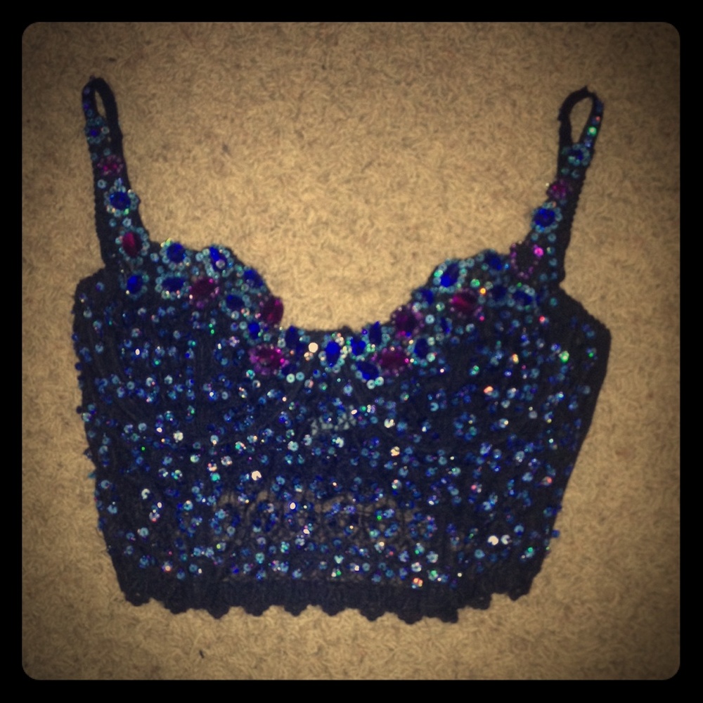 Marciano Blue and Purple Sequin Top